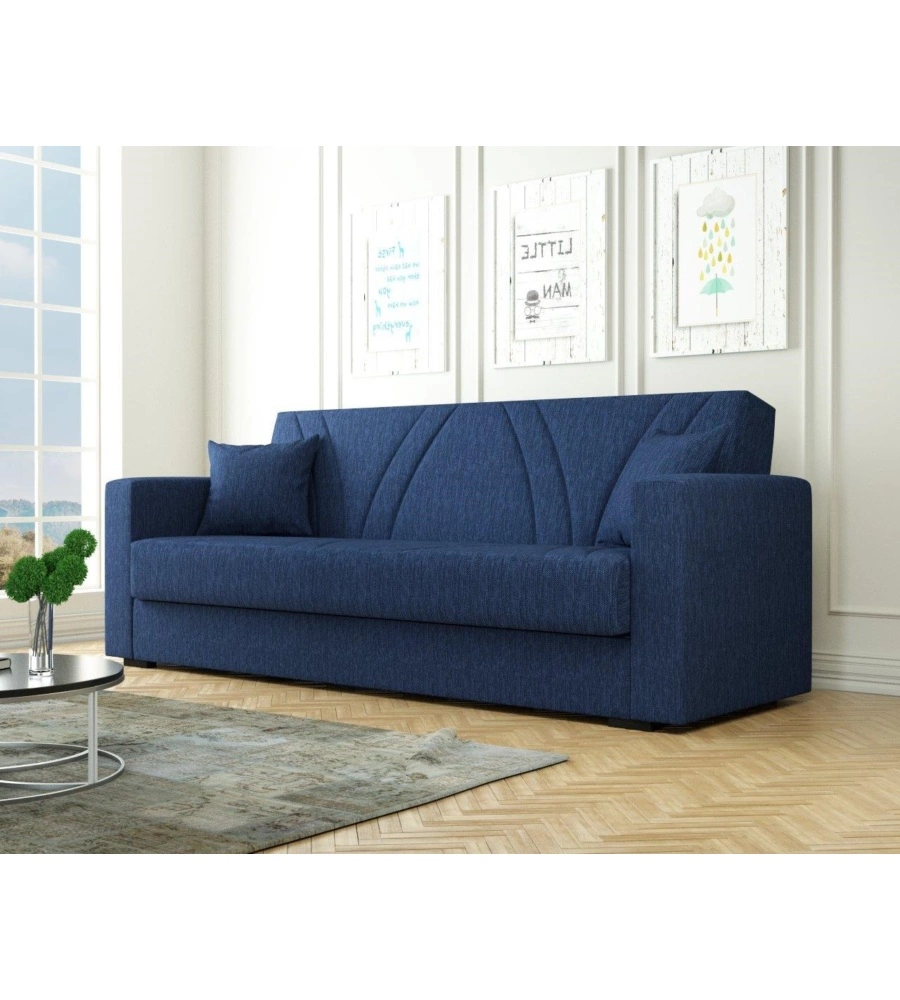 DIVANO LETTO "IBIZA" 3 POSTI TESSUTO BLUE JEANS, 214X81X89 CM
